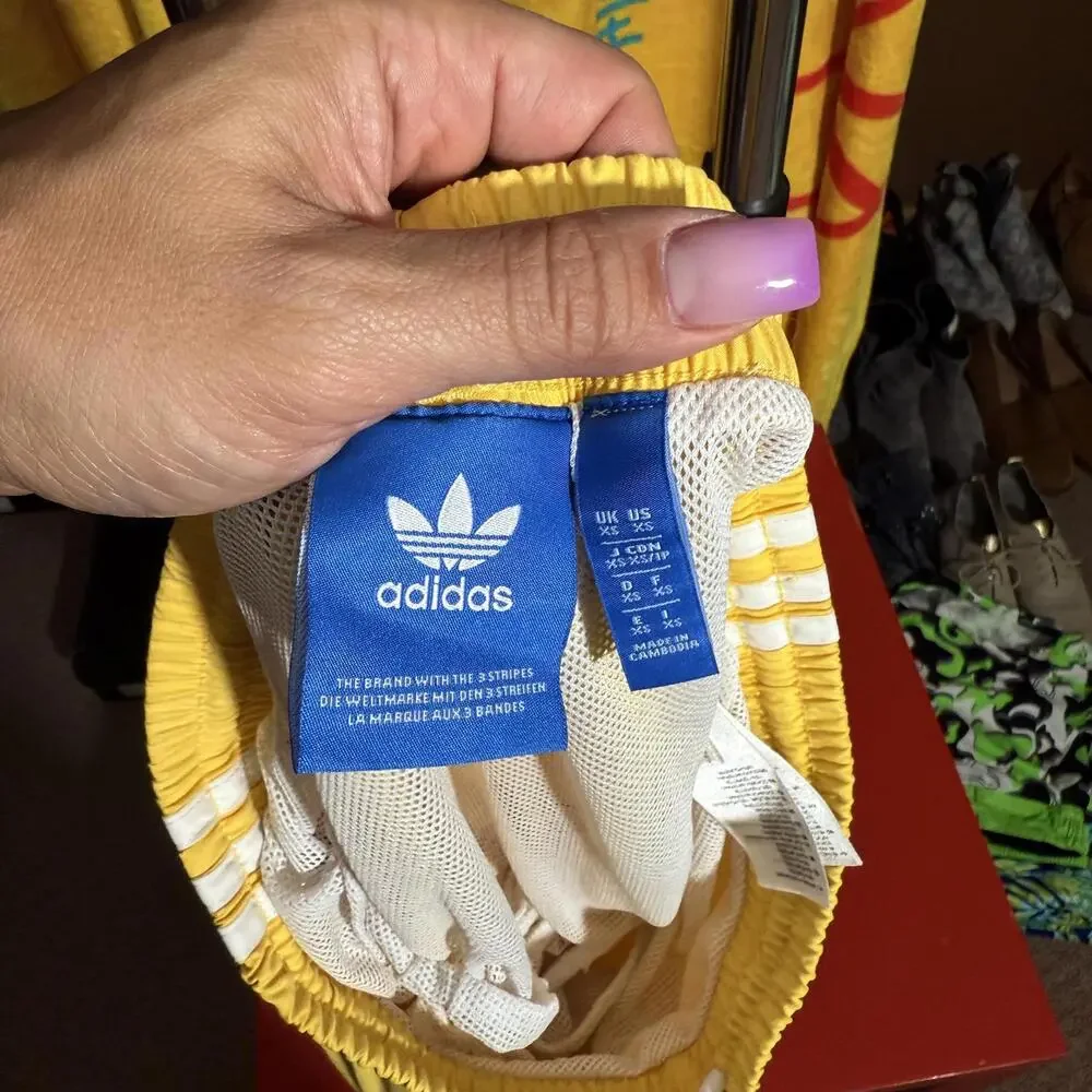 Adidas Yellow Vintage Athletic Swim Shorts with Stripes - Picture 3 of 7